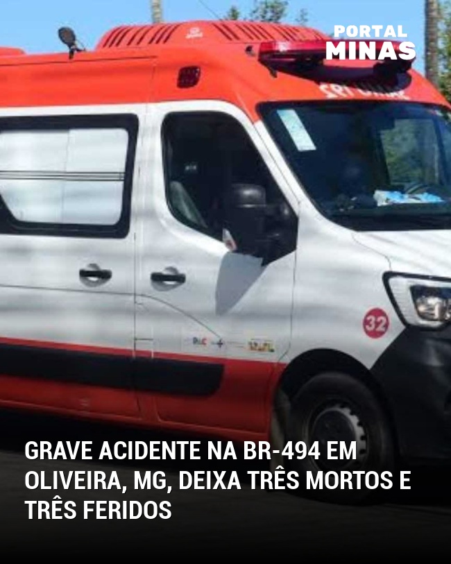 Grave acidente na BR-494 em Oliveira, MG, deixa três mortos e três feridos
