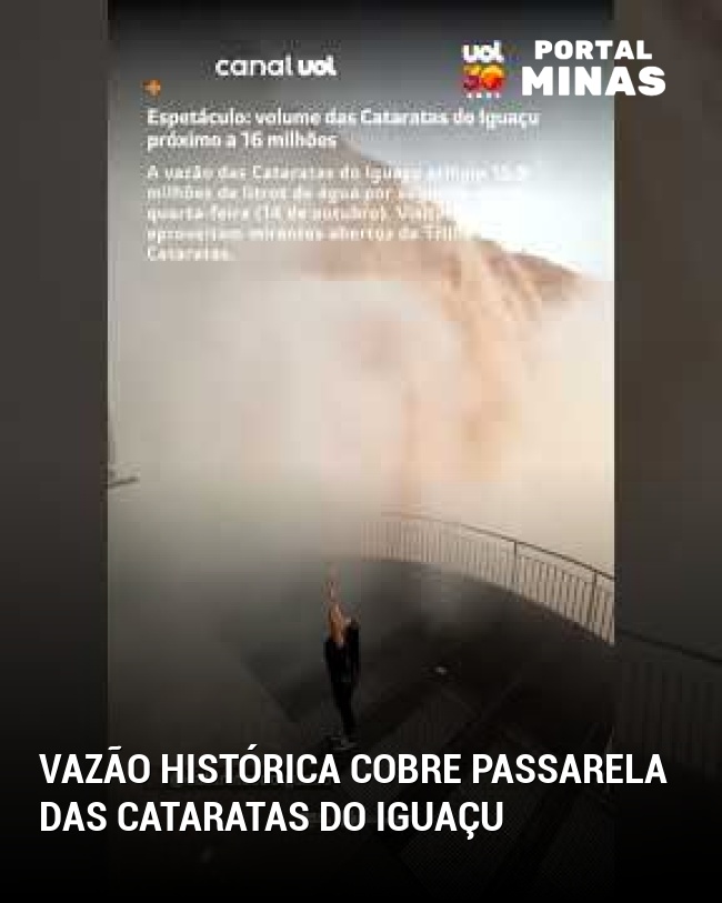 Vazão histórica cobre passarela das Cataratas do Iguaçu