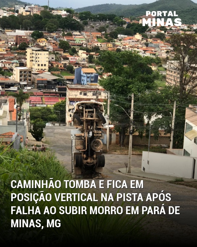 Caminhão Tomba e Fica em Posição Vertical na Pista Após Falha ao Subir Morro em Pará de Minas, MG