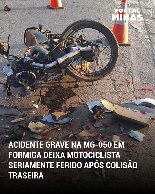 Acidente grave na MG-050 em Formiga deixa motociclista seriamente ferido após colisão traseira