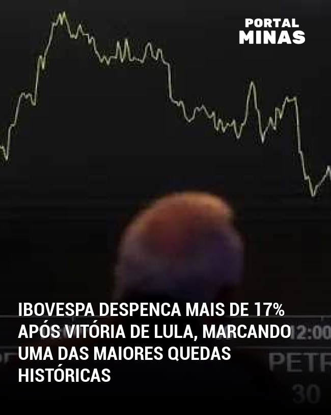 Ibovespa despenca mais de 17% após vitória de Lula, marcando uma das maiores quedas históricas