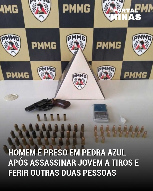 Homem é preso em Pedra Azul após assassinar jovem a tiros e ferir outras duas pessoas
