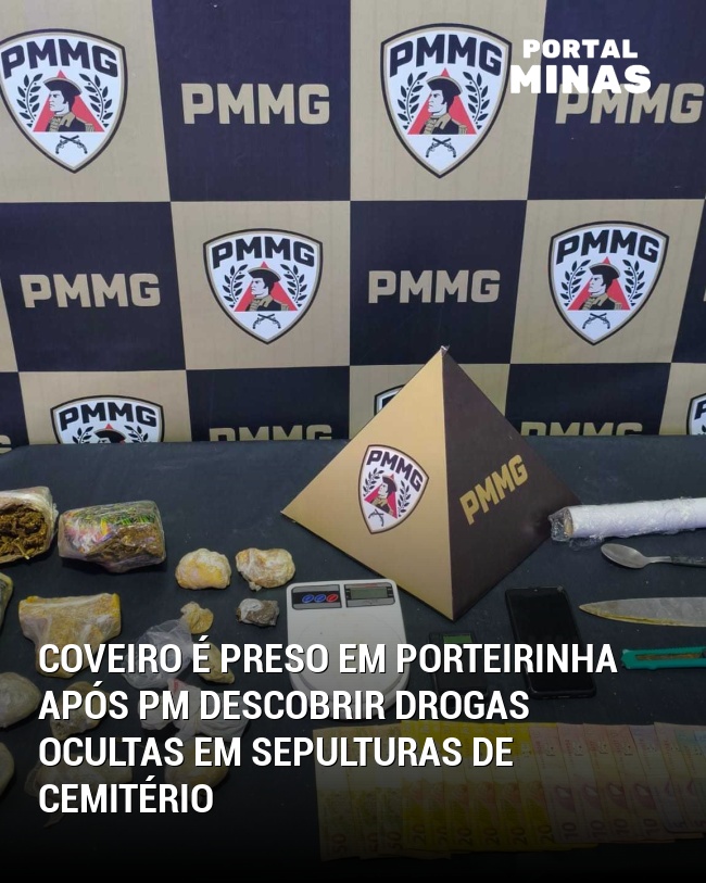 Coveiro é preso em Porteirinha após PM descobrir drogas ocultas em sepulturas de cemitério