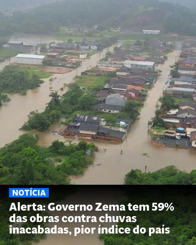 Alerta: Governo Zema tem 59% das obras contra chuvas inacabadas, pior índice do país