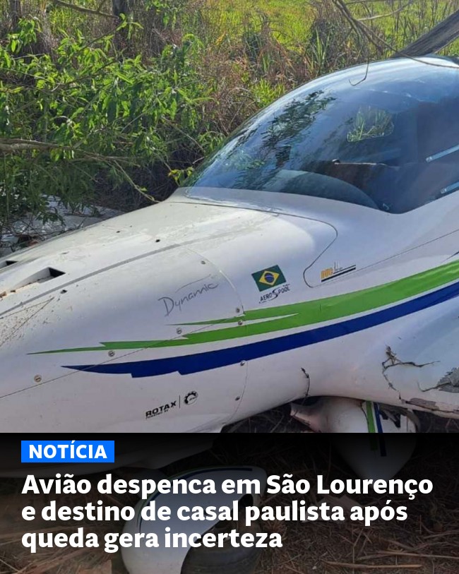 Avião despenca em São Lourenço e destino de casal paulista após queda gera incerteza - Post para compartilhamento via WhatsApp