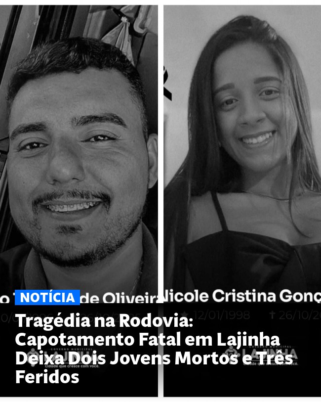 Tragédia na Rodovia: Capotamento Fatal em Lajinha Deixa Dois Jovens Mortos e Três Feridos - Post para compartilhamento via WhatsApp