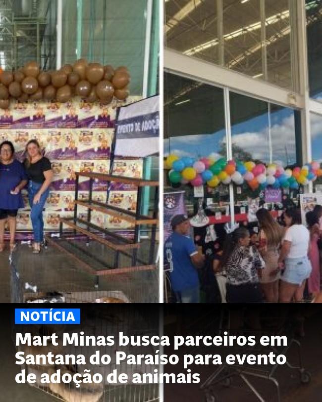 Mart Minas busca parceiros em Santana do Paraíso para evento de adoção de animais - Post para compartilhamento via WhatsApp
