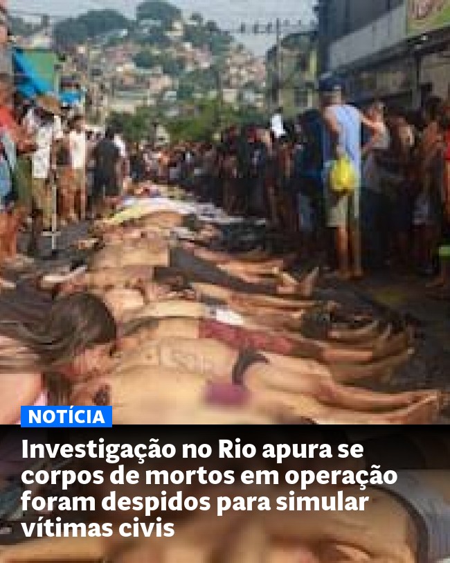 Investigação no Rio apura se corpos de mortos em operação foram despidos para simular vítimas civis - Post para compartilhamento via WhatsApp