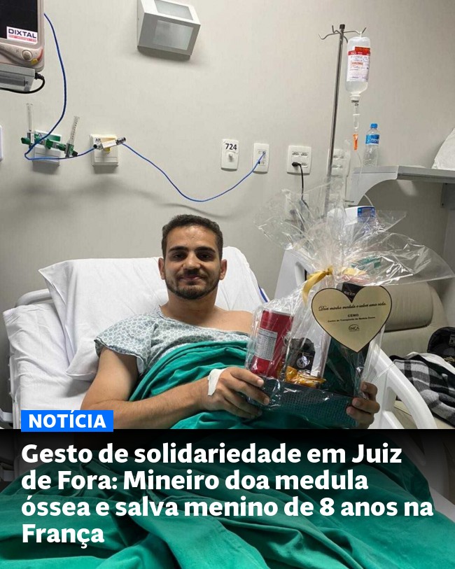 Gesto de solidariedade em Juiz de Fora: Mineiro doa medula óssea e salva menino de 8 anos na França - Post para compartilhamento via WhatsApp