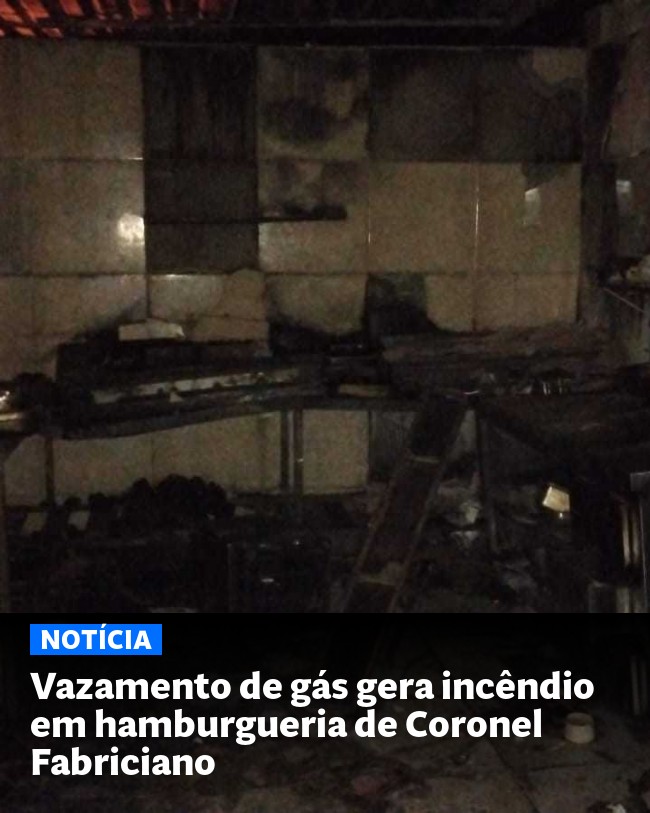 Vazamento de gás gera incêndio em hamburgueria de Coronel Fabriciano - Post para compartilhamento via WhatsApp