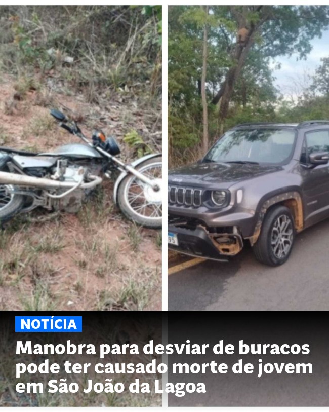 Manobra para desviar de buracos pode ter causado morte de jovem em São João da Lagoa - Post para compartilhamento via WhatsApp