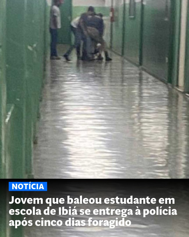 Jovem que baleou estudante em escola de Ibiá se entrega à polícia após cinco dias foragido - Post para compartilhamento via WhatsApp