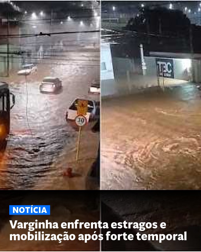 Varginha enfrenta estragos e mobilização após forte temporal - Post para compartilhamento via WhatsApp