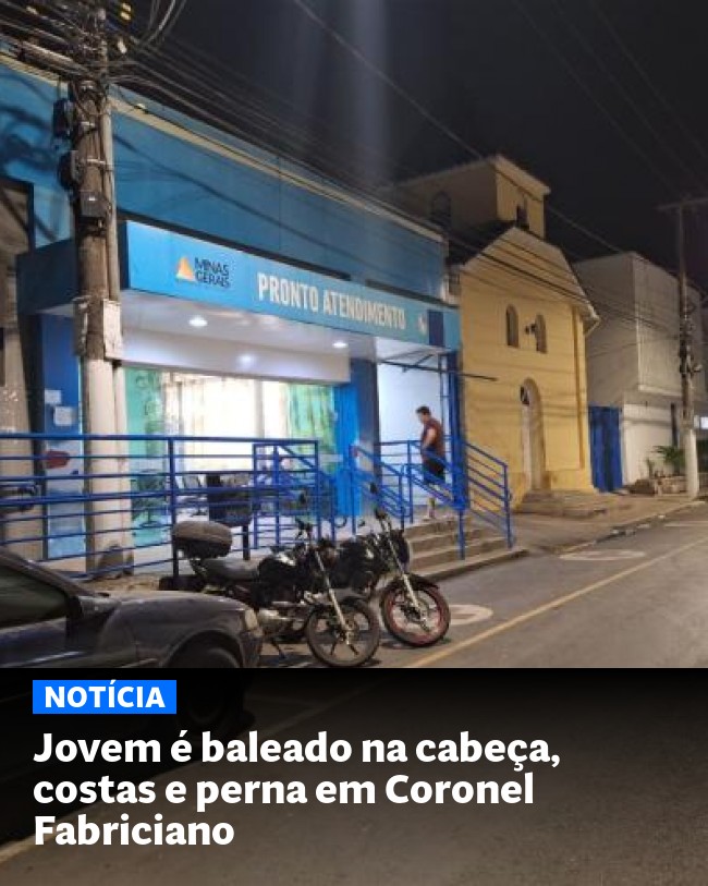 Jovem é baleado na cabeça, costas e perna em Coronel Fabriciano - Post para compartilhamento via WhatsApp