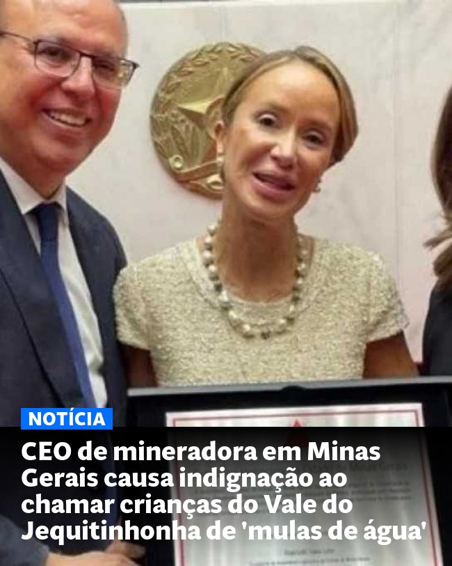 CEO de mineradora em Minas Gerais causa indignação ao chamar crianças do Vale do Jequitinhonha de 'mulas de água' - Post para compartilhamento via WhatsApp