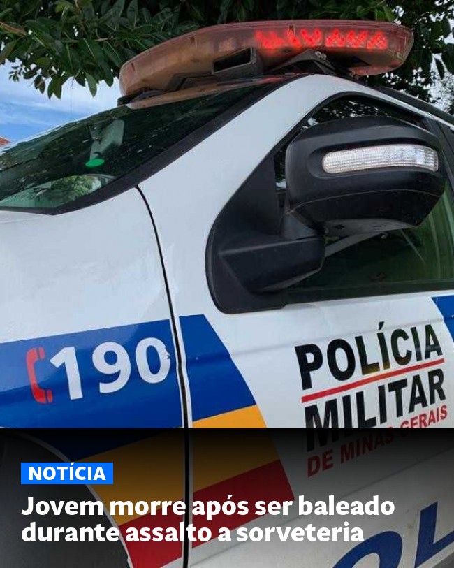 Jovem morre após ser baleado durante assalto a sorveteria - Post para compartilhamento via WhatsApp