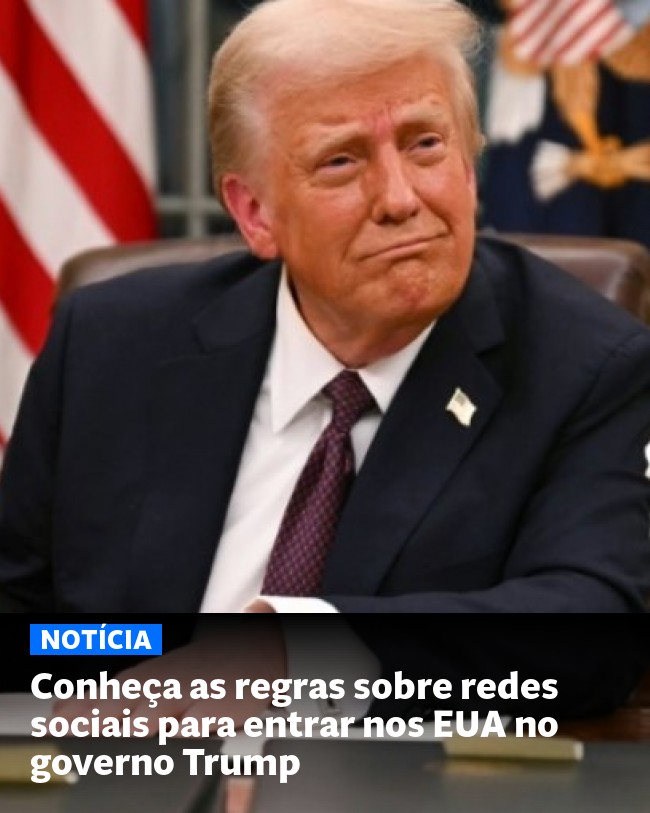 Conheça as regras sobre redes sociais para entrar nos EUA no governo Trump - Post para compartilhamento via WhatsApp