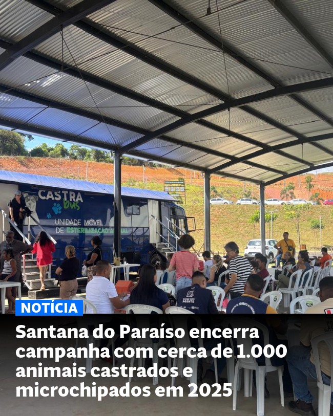 Santana do Paraíso encerra campanha com cerca de 1.000 animais castrados e microchipados em 2025 - Post para compartilhamento via WhatsApp