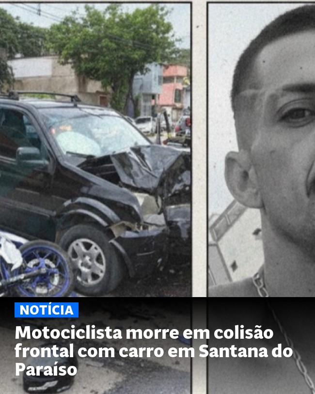 Motociclista morre em colisão frontal com carro em Santana do Paraíso - Post para compartilhamento via WhatsApp