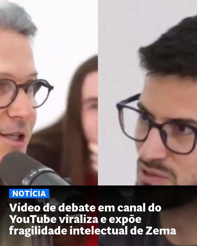Vídeo de debate em canal do YouTube viraliza e expõe fragilidade intelectual de Zema - Post para compartilhamento via WhatsApp