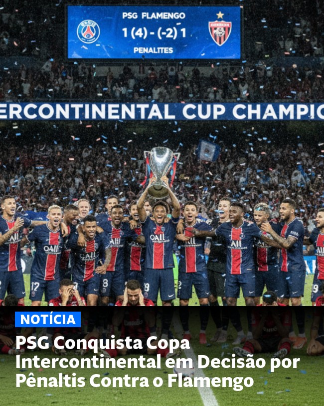 PSG Conquista Copa Intercontinental em Decisão por Pênaltis Contra o Flamengo - Post para compartilhamento via WhatsApp