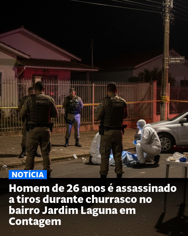 Homem de 26 anos é assassinado a tiros durante churrasco no bairro Jardim Laguna em Contagem - Post para compartilhamento via WhatsApp