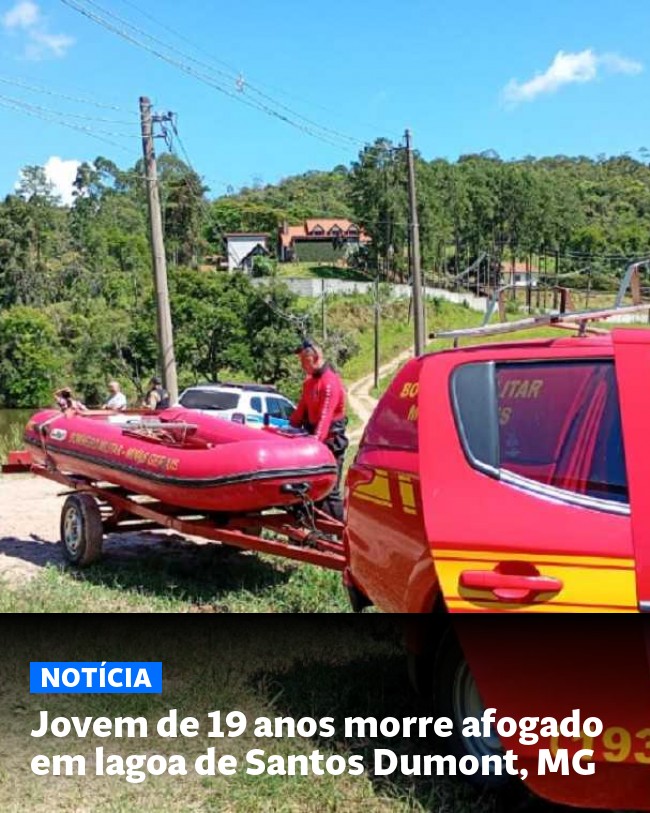 Jovem de 19 anos morre afogado em lagoa de Santos Dumont, MG - Post para compartilhamento via WhatsApp