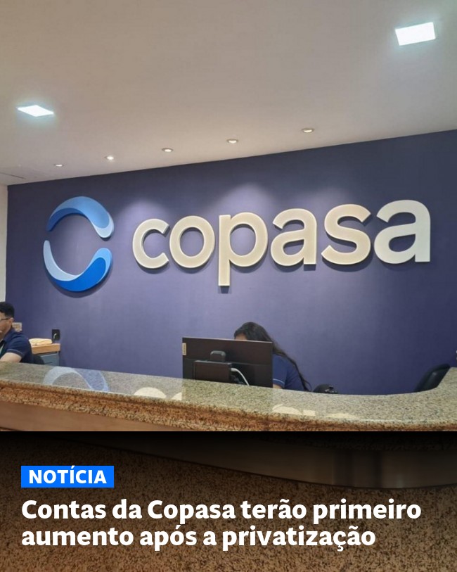 Contas da Copasa terão primeiro aumento após a privatização - Post para compartilhamento via WhatsApp