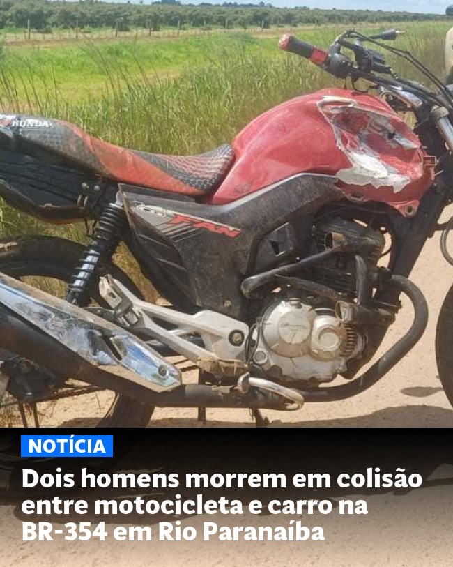 Dois homens morrem em colisão entre motocicleta e carro na BR-354 em Rio Paranaíba - Post para compartilhamento via WhatsApp