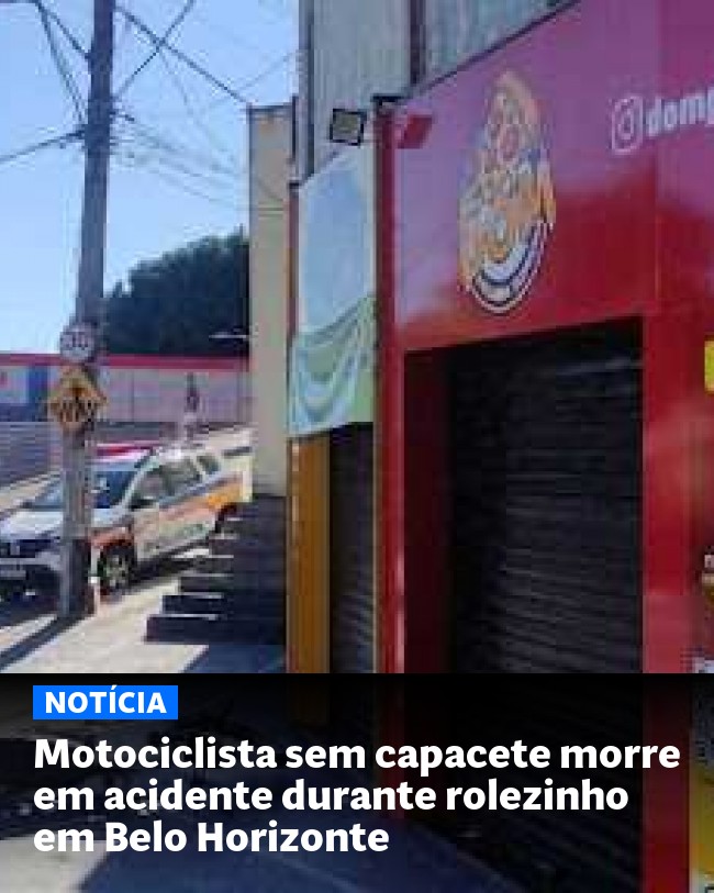 Motociclista sem capacete morre em acidente durante rolezinho em Belo Horizonte - Post para compartilhamento via WhatsApp