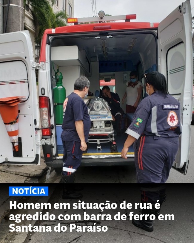 Homem em situação de rua é agredido com barra de ferro em Santana do Paraíso - Post para compartilhamento via WhatsApp