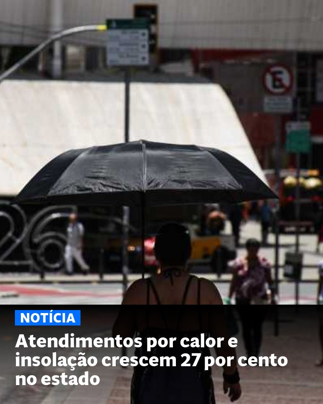 Atendimentos por calor e insolação crescem 27 por cento no estado - Post para compartilhamento via WhatsApp