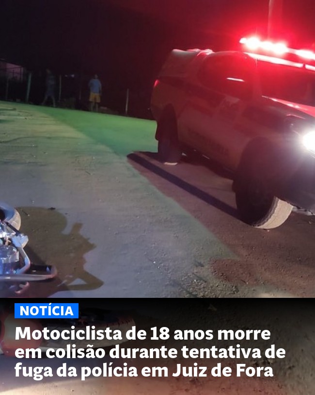 Motociclista de 18 anos morre em colisão durante tentativa de fuga da polícia em Juiz de Fora - Post para compartilhamento via WhatsApp
