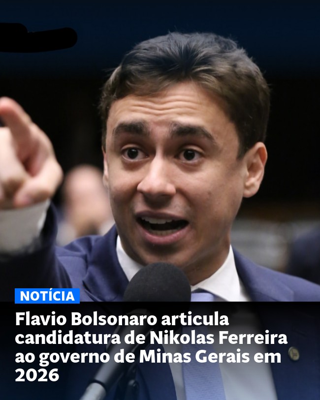 Flavio Bolsonaro articula candidatura de Nikolas Ferreira ao governo de Minas Gerais em 2026 - Post para compartilhamento via WhatsApp