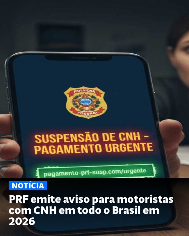PRF emite aviso para motoristas com CNH em todo o Brasil em 2026 - Post para compartilhamento via WhatsApp