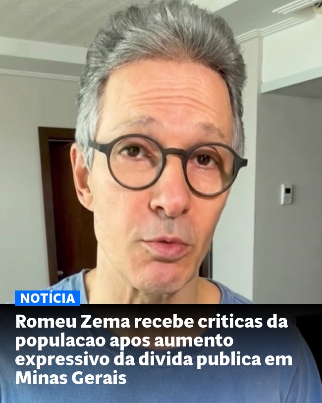 Romeu Zema recebe criticas da populacao apos aumento expressivo da divida publica em Minas Gerais - Post para compartilhamento via WhatsApp