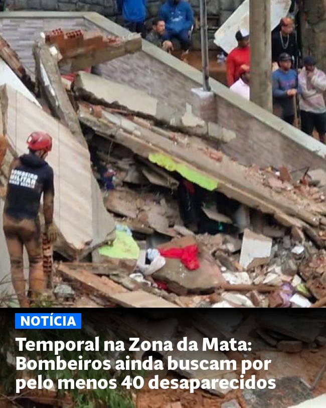 Temporal na Zona da Mata: Bombeiros ainda buscam por pelo menos 40 desaparecidos - Post para compartilhamento via WhatsApp