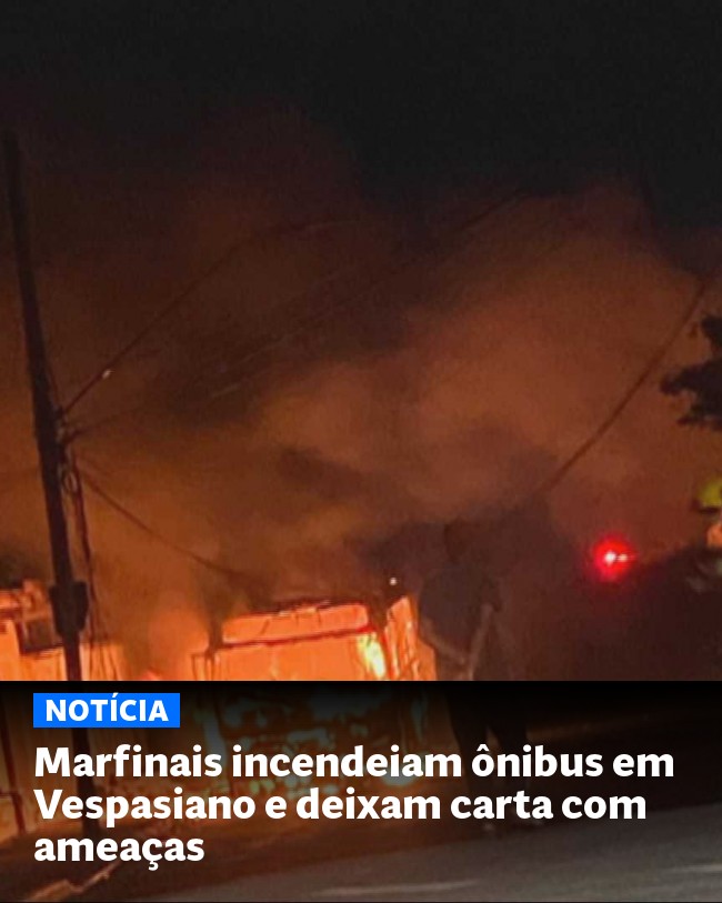 Marginais incendeiam ônibus em Vespasiano e deixam carta com ameaças