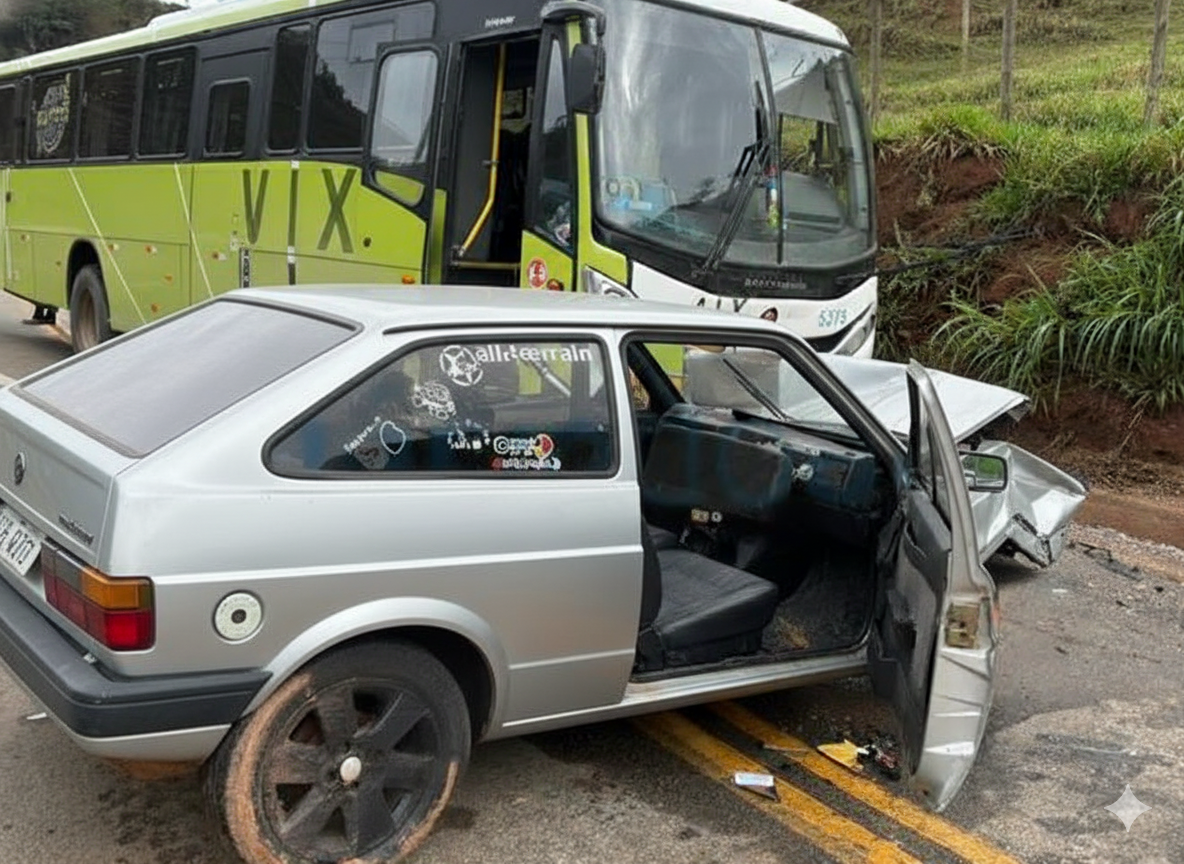 Acidente em Açucena deixa motorista ferido após colisão frontal na LMG-758