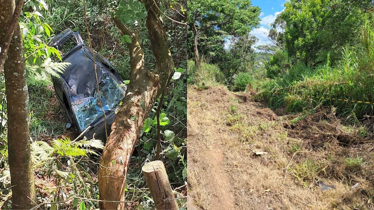 Mulher morre após carro cair em abismo na MG-164 em Itapecerica
