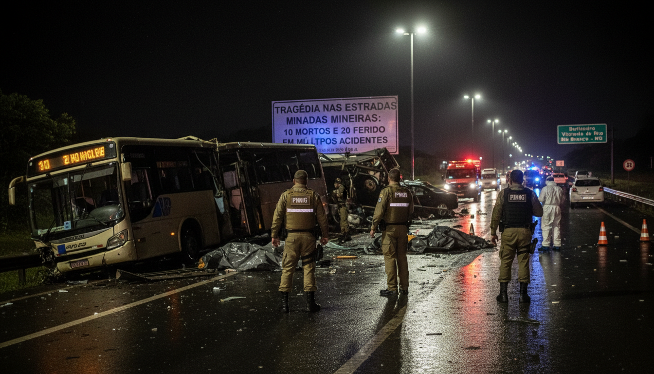 TRAGÉDIA NAS ESTRADAS MINEIRAS: 10 MORTOS E 20 FERIDOS EM MÚLTIPLOS ACIDENTES