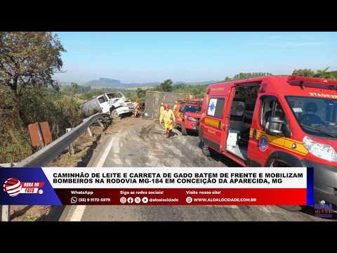 Uma grave colisão frontal envolvendo um caminhão de transporte de leite e uma carreta carregada com gado mobilizou o Corpo de Bombeiros de Alfenas e equ...