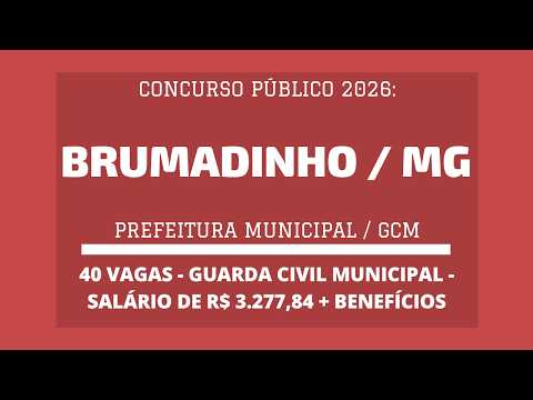 A Prefeitura do Município de Brumadinho, em Minas Gerais, lançou o edital para seu concurso público, visando o preenchimento de vagas na Guarda Civil Mu...