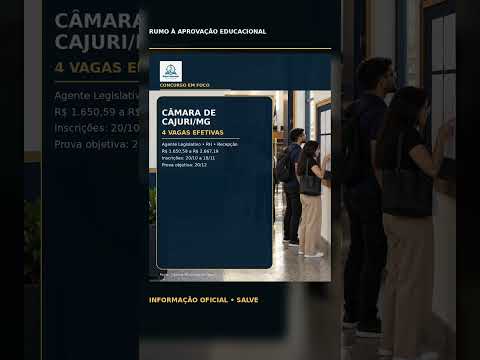 Câmara de Cajuri/MG abre inscrições para 4 vagas efetivas hoje
