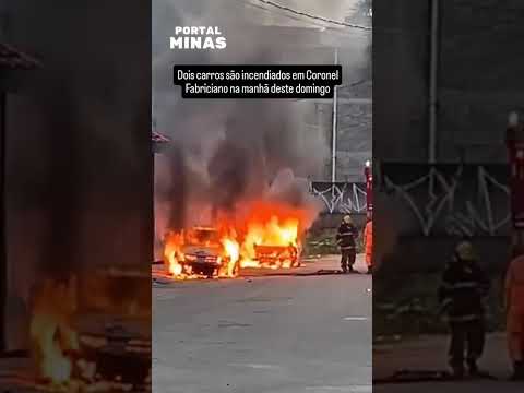 Dois veículos fotam incendiados em Coronel Fabriciano neste domingo